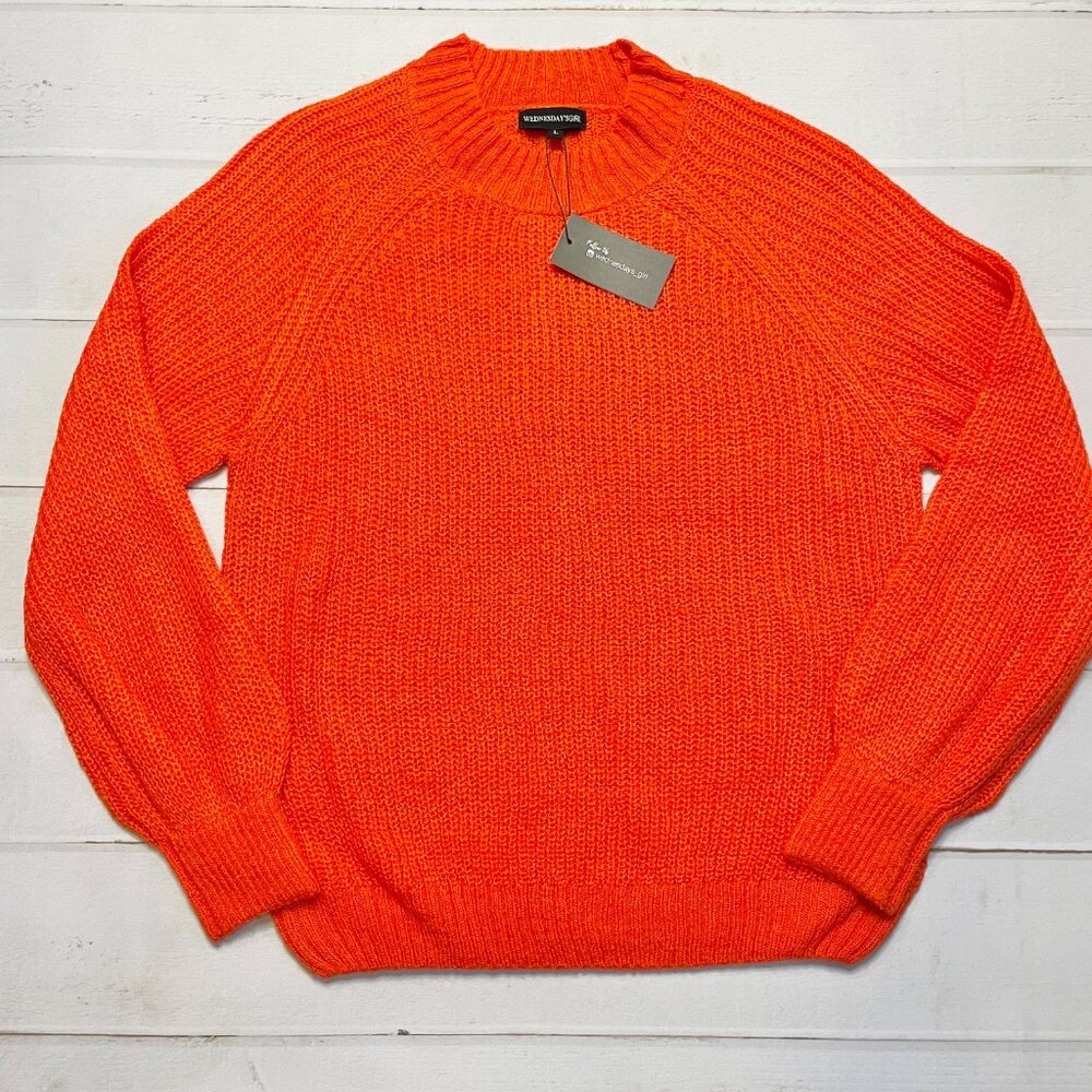 NWT - Wednesday’s Girl - Women’s Red Crew Neck Sweater - Size Large